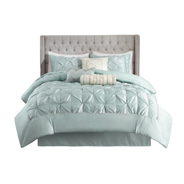 English Elm 7 Piece Tufted Comforter Set In Seafoam King - Tranquil, Textured Design For Coastal Bedroom Style B03597127
