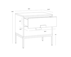 Sunpan Jade Nightstand - Elegant Acacia Wood Design with Dual Drawers for Stylish Bedroom Storage Solutions Antique Silver / Ash Grey