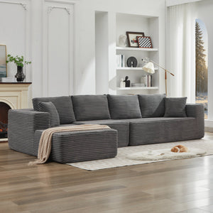 English Elm 106" Cloud Sectional Couch - Left Facing Chaise, Deep Seat Modular Sofa In Gray, No Assembly Needed! W1143S00023