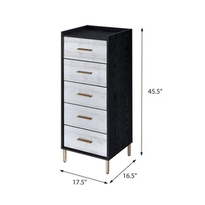 English Elm Black Black and Silver 4-drawer Jewelry Armoire with Lift-top and Mirror, Velvet Lined Organization Elegance B062P181349