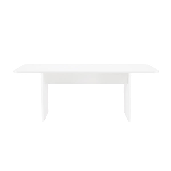 English Elm Ella 79" Dining Table in White – Modern MDF Rectangular 78.7" Table Seats 6-8 with Stable Thick Legs B365P397685