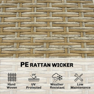 English Elm Garden Dialogue Acacia and Wicker Outdoor Bar Set with Four Tucking Barstools Beige+Brown,Natural Wood T3971S00205