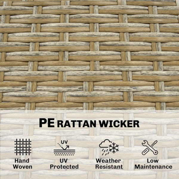 English Elm Garden Dialogue Acacia and Wicker Outdoor Bar Set with Four Tucking Barstools Beige+Brown,Natural Wood T3971S00205