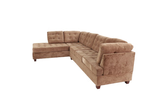 English Elm Living Room Waffle Suede Sectional Sofa Tufted Chaise Reversible Contemporary Style B011S02511