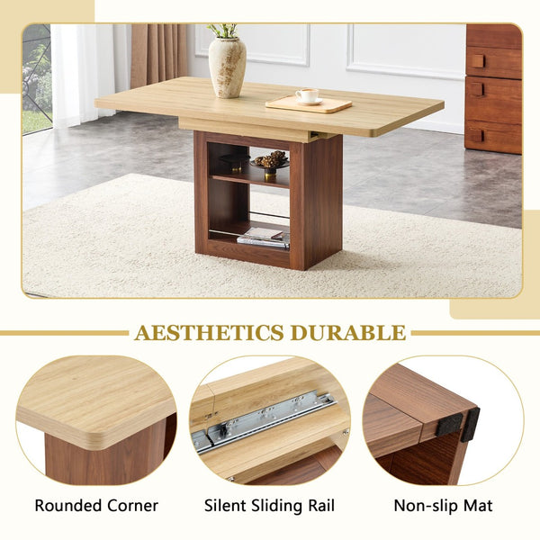 English Elm Scalable Extendable Dining Set with Wood Grain Table and Upholstered Fabric Chairs W1151S04670