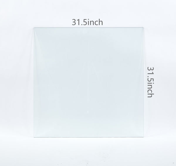 English Elm Tempered Clear Glass Square Table Top 80cm Polished Edges Modern Interior Surface W234P363933