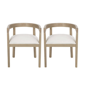 English Elm Dining Arm Chairs Set of 2 Upholstered Tub Style Rubberwood Mid-century Modern Seating N771P388967M
