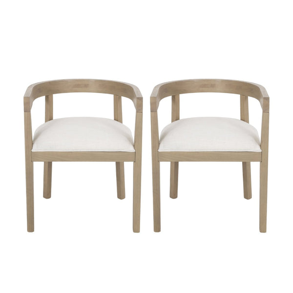 English Elm Dining Arm Chairs Set of 2 Upholstered Tub Style Rubberwood Mid-century Modern Seating N771P388967M