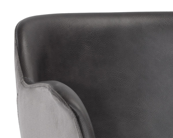 Sunpan Owen Office Chair - Modern Urban Design in Town Grey Faux Leather with Easy Mobility Castors