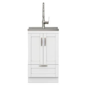 English Elm Darwin Stainless Steel Utility Sink with Shaker Cabinet for Laundry and Garage B136P427210
