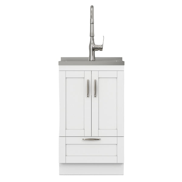 English Elm Darwin Stainless Steel Utility Sink with Shaker Cabinet for Laundry and Garage B136P427210
