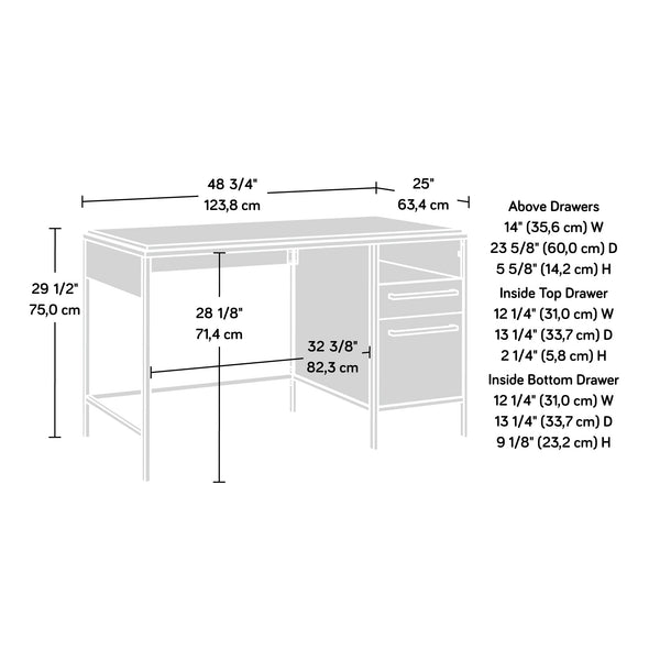 English Elm Desk, Stylish Brown Finish Desk For Home Office - Compact Design With Storage & Ample Workspace B356P367964