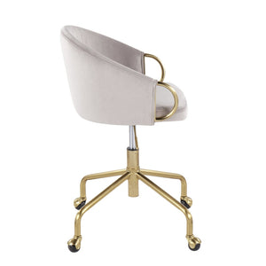 English Elm Task Chair with Black Velvet Seat and Glam Metal Base for Home Office Gold,Silver B202P474177