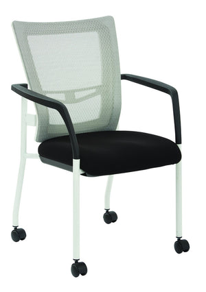 OSP Home Furnishings Progrid® Mesh Back Guest Chair with Lumbar Support Padded Seat and Metal Frame Black 8840W-3M