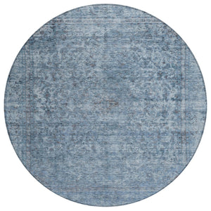HomeRoots 5' Blue and Beige Abstract Area Rug – Stylish, Washable, and Durable for Indoor/Outdoor Spaces 8' Round 616000