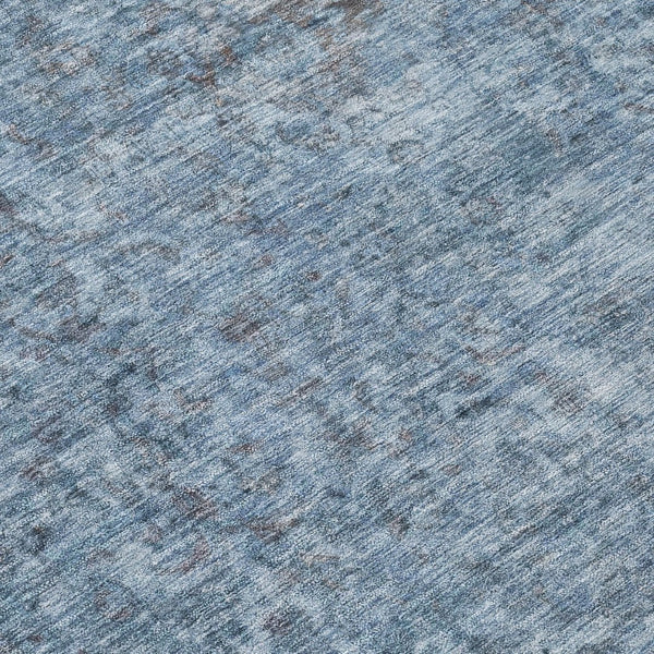 HomeRoots 5' Blue and Beige Abstract Area Rug – Stylish, Washable, and Durable for Indoor/Outdoor Spaces 8' Round 616000