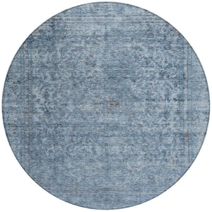 HomeRoots 5' Blue and Beige Abstract Area Rug – Stylish, Washable, and Durable for Indoor/Outdoor Spaces 8' Round 616000