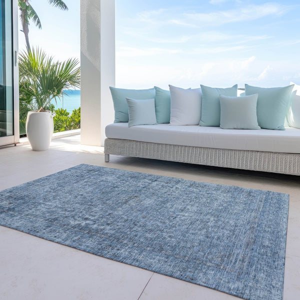 HomeRoots 5' Blue and Beige Abstract Area Rug – Stylish, Washable, and Durable for Indoor/Outdoor Spaces 8' X 10' 616001