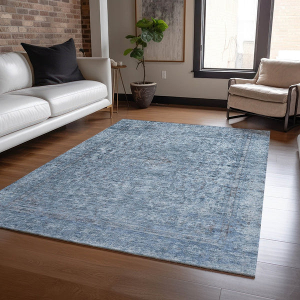 HomeRoots 5' Blue and Beige Abstract Area Rug – Stylish, Washable, and Durable for Indoor/Outdoor Spaces 8' X 10' 616001