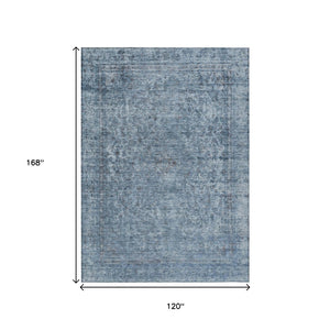 HomeRoots 5' Blue and Beige Abstract Area Rug – Stylish, Washable, and Durable for Indoor/Outdoor Spaces 10' X 14' 616003