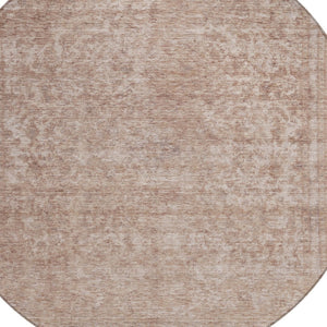 HomeRoots 5' Copper and Beige Abstract Area Rug – Stylish, Durable, Washable for Indoor & Outdoor Spaces 8' Round 616006
