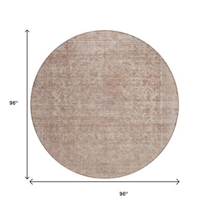 HomeRoots 5' Copper and Beige Abstract Area Rug – Stylish, Durable, Washable for Indoor & Outdoor Spaces 8' Round 616006