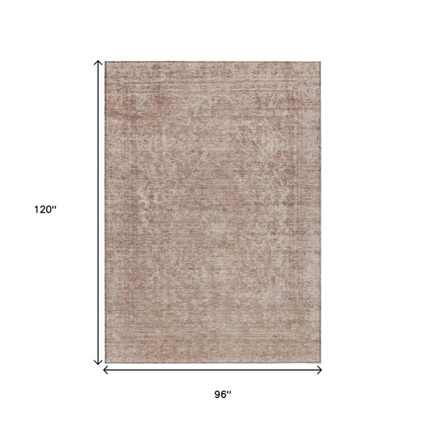 HomeRoots 5' Copper and Beige Abstract Area Rug – Stylish, Durable, Washable for Indoor & Outdoor Spaces 8' X 10' 616007