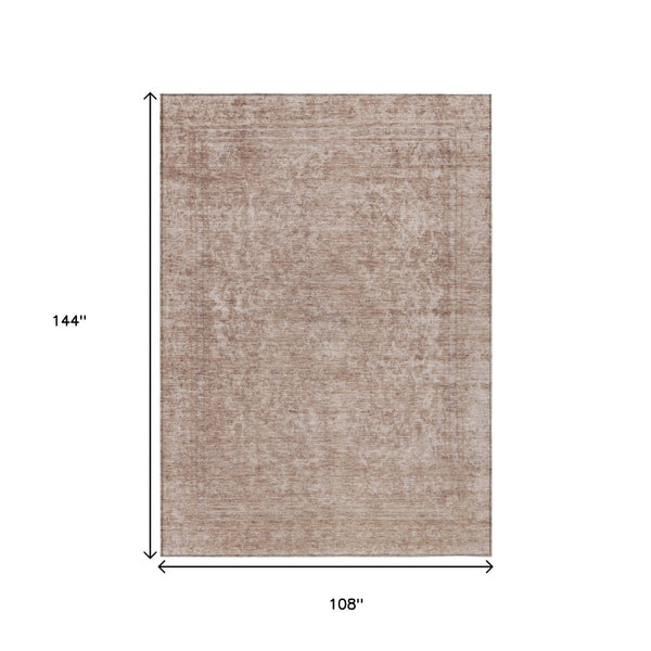 HomeRoots 5' Copper and Beige Abstract Area Rug – Stylish, Durable, Washable for Indoor & Outdoor Spaces 9' X 12' 616008