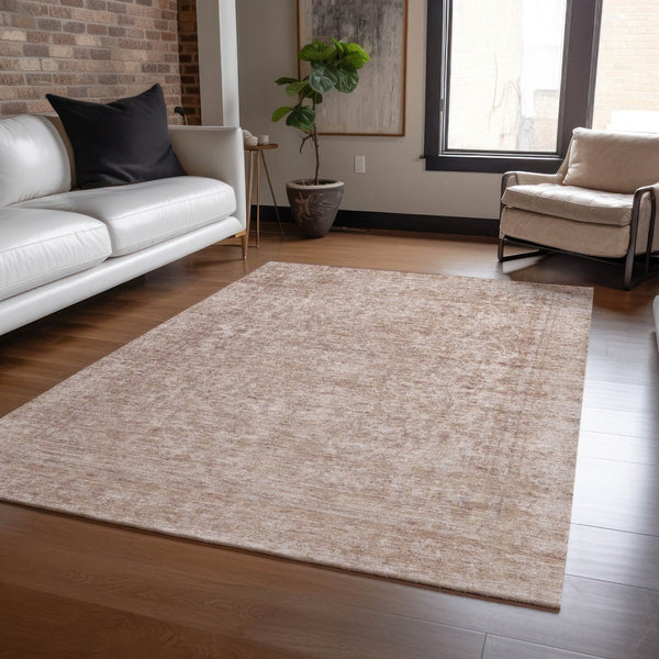 HomeRoots 5' Copper and Beige Abstract Area Rug – Stylish, Durable, Washable for Indoor & Outdoor Spaces 9' X 12' 616008