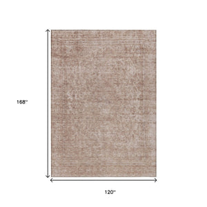 HomeRoots 5' Copper and Beige Abstract Area Rug – Stylish, Durable, Washable for Indoor & Outdoor Spaces 10' X 14' 616009