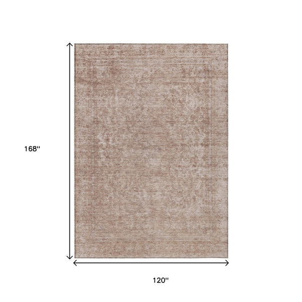 HomeRoots 5' Copper and Beige Abstract Area Rug – Stylish, Durable, Washable for Indoor & Outdoor Spaces 10' X 14' 616009