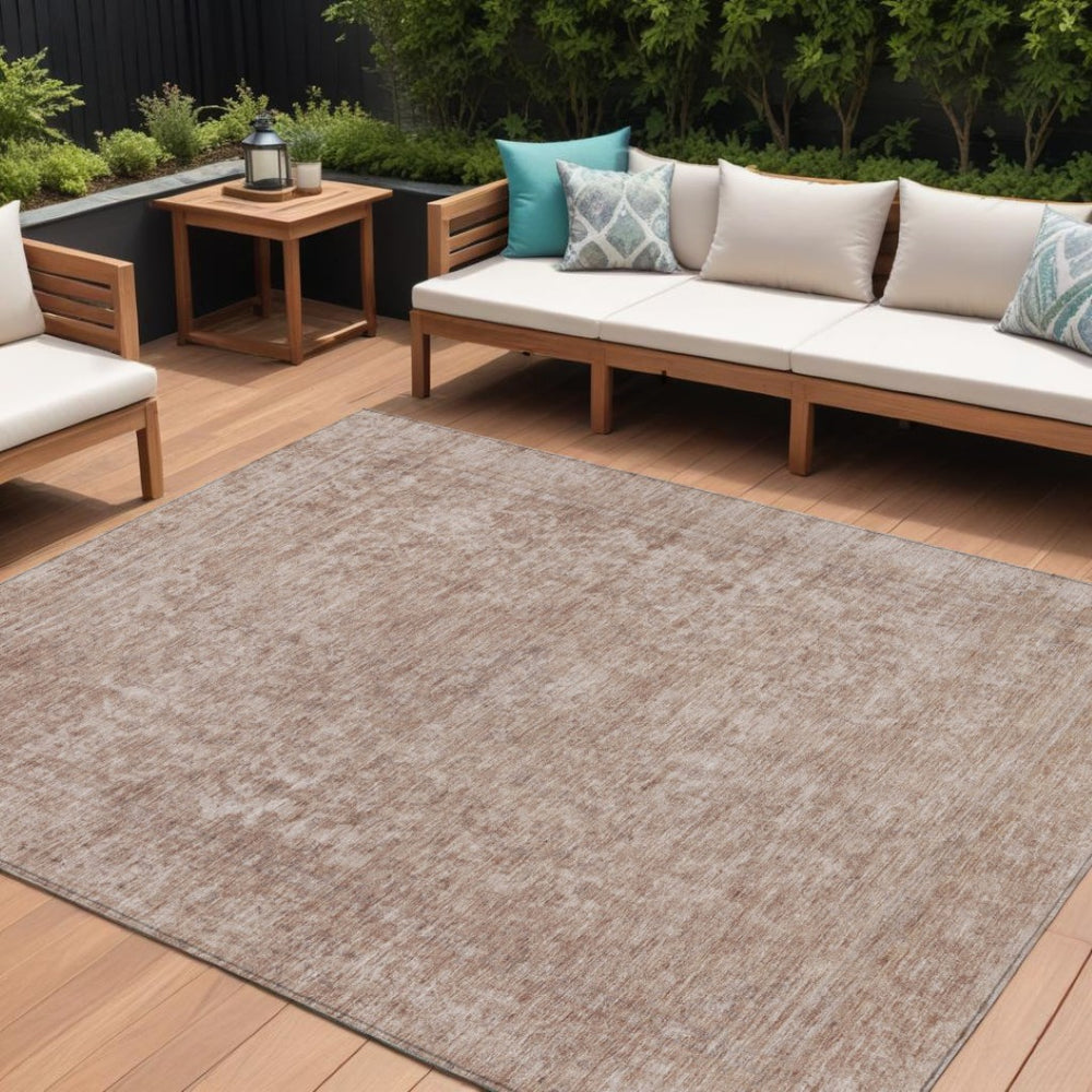 HomeRoots 5' Copper and Beige Abstract Area Rug – Stylish, Durable, Washable for Indoor & Outdoor Spaces 10' X 14' 616009