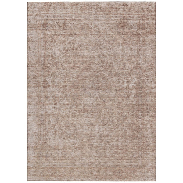 HomeRoots 5' Copper and Beige Abstract Area Rug – Stylish, Durable, Washable for Indoor & Outdoor Spaces 10' X 14' 616009