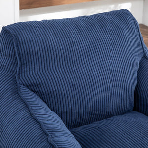 English Elm Giant Corduroy Bean Bag Sofa with Armrests Foam Filled Cozy Adult Lounge Chair Dark Blue W2200P442801