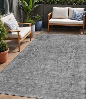 HomeRoots 5' Abstract Gray and Beige Indoor Outdoor Area Rug – Stylish, Durable, Washable for Easy Care 5' X 8' 616011