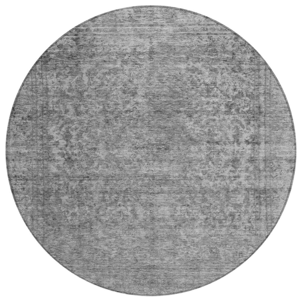 HomeRoots 5' Abstract Gray and Beige Indoor Outdoor Area Rug – Stylish, Durable, Washable for Easy Care 8' Round 616012