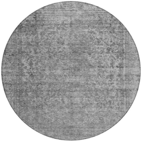 HomeRoots 5' Abstract Gray and Beige Indoor Outdoor Area Rug – Stylish, Durable, Washable for Easy Care 8' Round 616012
