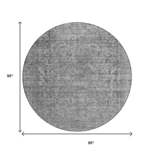 HomeRoots 5' Abstract Gray and Beige Indoor Outdoor Area Rug – Stylish, Durable, Washable for Easy Care 8' Round 616012