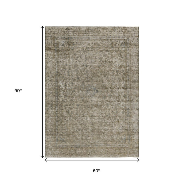 HomeRoots 5' Stylish Abstract Area Rug - Durable, Washable Design for Indoor & Outdoor Spaces, Stain Resistant 5' X 8' 616017