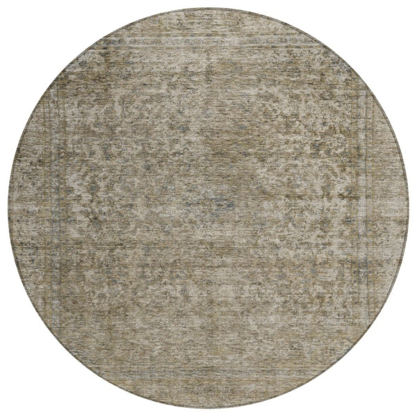 HomeRoots 5' Stylish Abstract Area Rug - Durable, Washable Design for Indoor & Outdoor Spaces, Stain Resistant 8' Round 616018