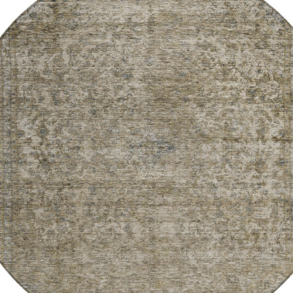 HomeRoots 5' Stylish Abstract Area Rug - Durable, Washable Design for Indoor & Outdoor Spaces, Stain Resistant 8' Round 616018