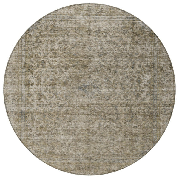 HomeRoots 5' Stylish Abstract Area Rug - Durable, Washable Design for Indoor & Outdoor Spaces, Stain Resistant 8' Round 616018