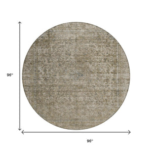 HomeRoots 5' Stylish Abstract Area Rug - Durable, Washable Design for Indoor & Outdoor Spaces, Stain Resistant 8' Round 616018