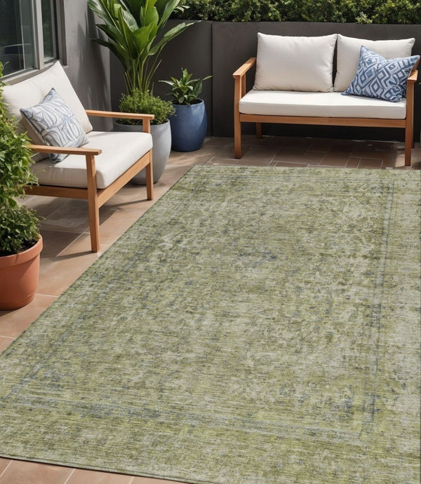 HomeRoots 5' Sage and Beige Abstract Area Rug – Stylish, Washable, Indoor/Outdoor, Durable for High Traffic Areas 5' X 8' 616023