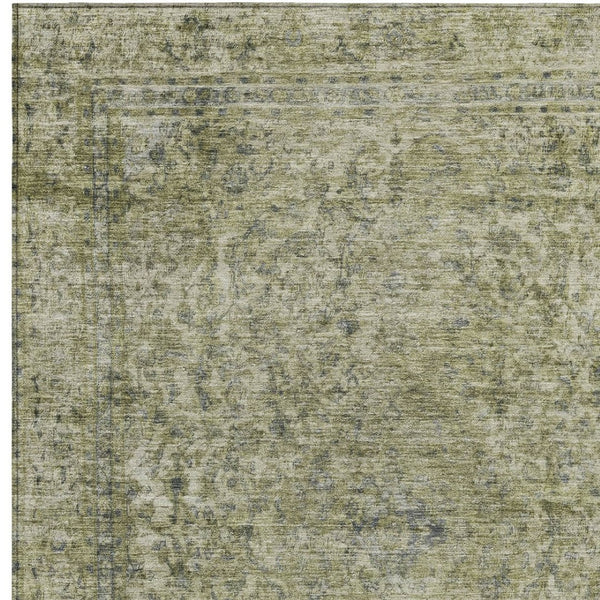 HomeRoots 5' Sage and Beige Abstract Area Rug – Stylish, Washable, Indoor/Outdoor, Durable for High Traffic Areas 5' X 8' 616023