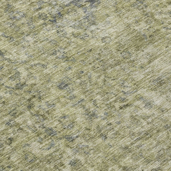 HomeRoots 5' Sage and Beige Abstract Area Rug – Stylish, Washable, Indoor/Outdoor, Durable for High Traffic Areas 8' Round 616024