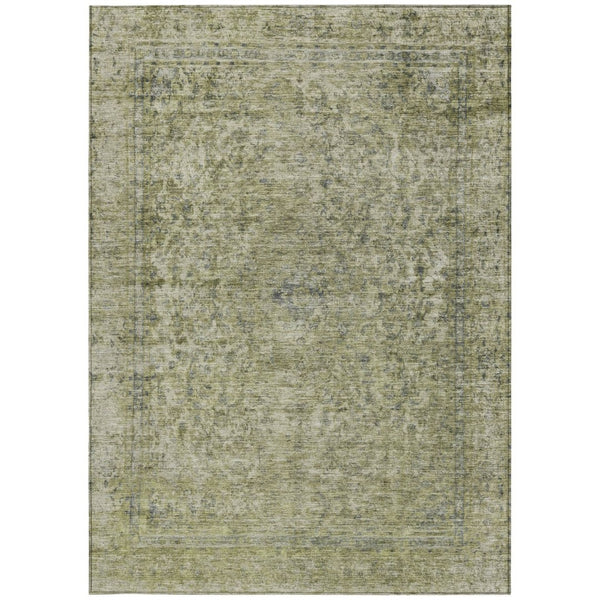 HomeRoots 5' Sage and Beige Abstract Area Rug – Stylish, Washable, Indoor/Outdoor, Durable for High Traffic Areas 8' X 10' 616025
