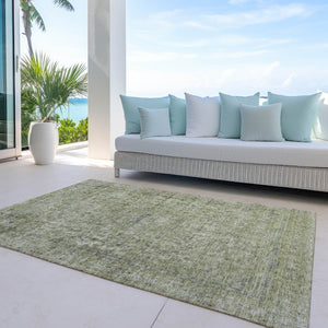 HomeRoots 5' Sage and Beige Abstract Area Rug – Stylish, Washable, Indoor/Outdoor, Durable for High Traffic Areas 8' X 10' 616025