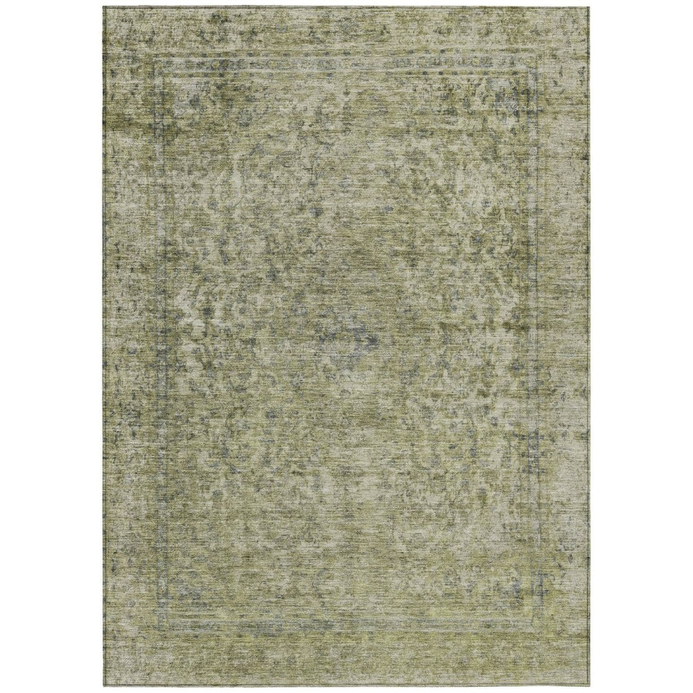 HomeRoots 5' Sage and Beige Abstract Area Rug – Stylish, Washable, Indoor/Outdoor, Durable for High Traffic Areas 8' X 10' 616025