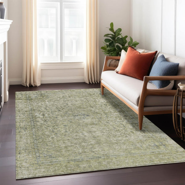 HomeRoots 5' Sage and Beige Abstract Area Rug – Stylish, Washable, Indoor/Outdoor, Durable for High Traffic Areas 9' X 12' 616026
